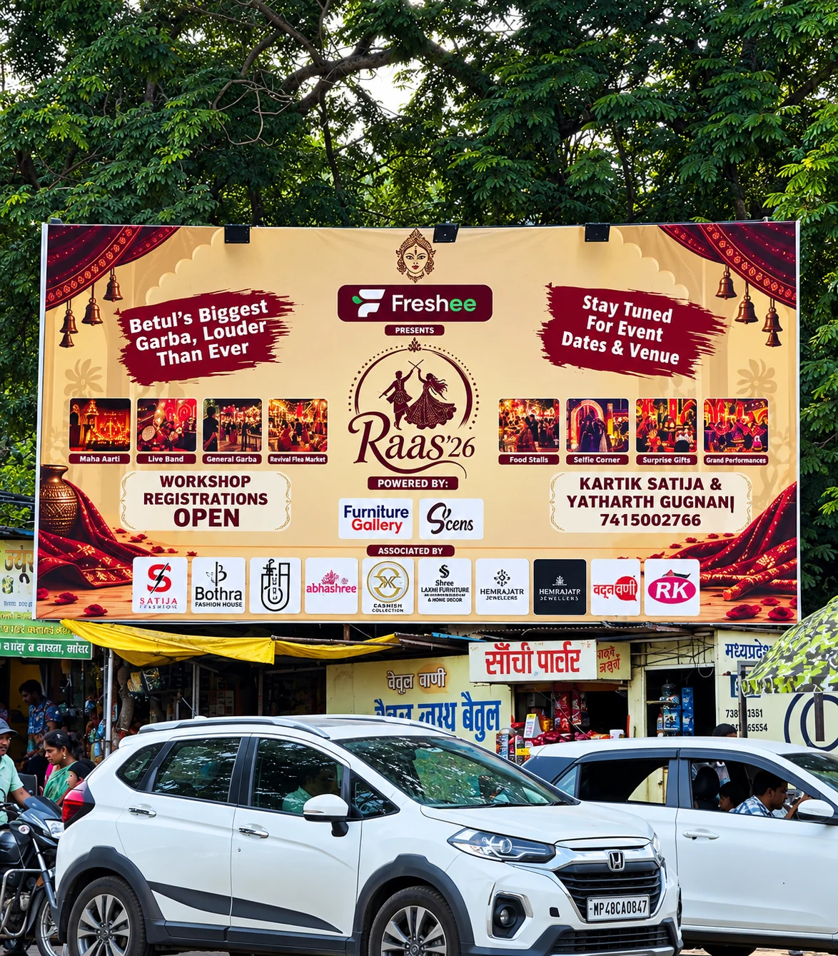 Raas event hoarding in Betul